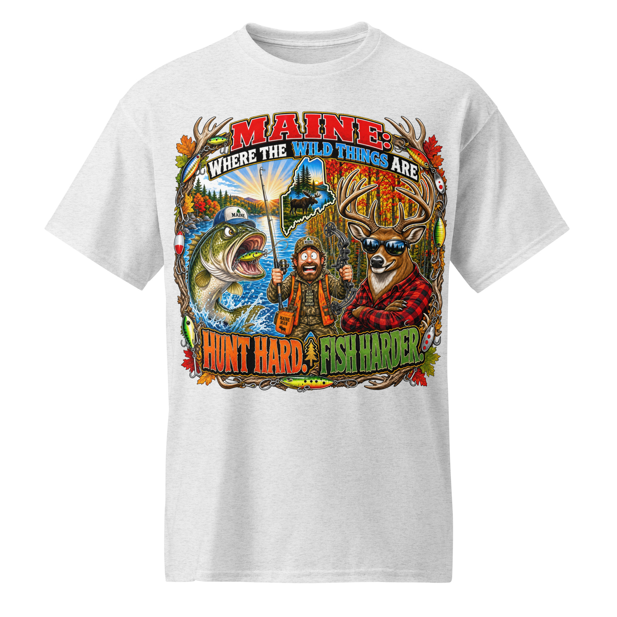 Hunt Hard Fish Harder T-Shirt - Image 12