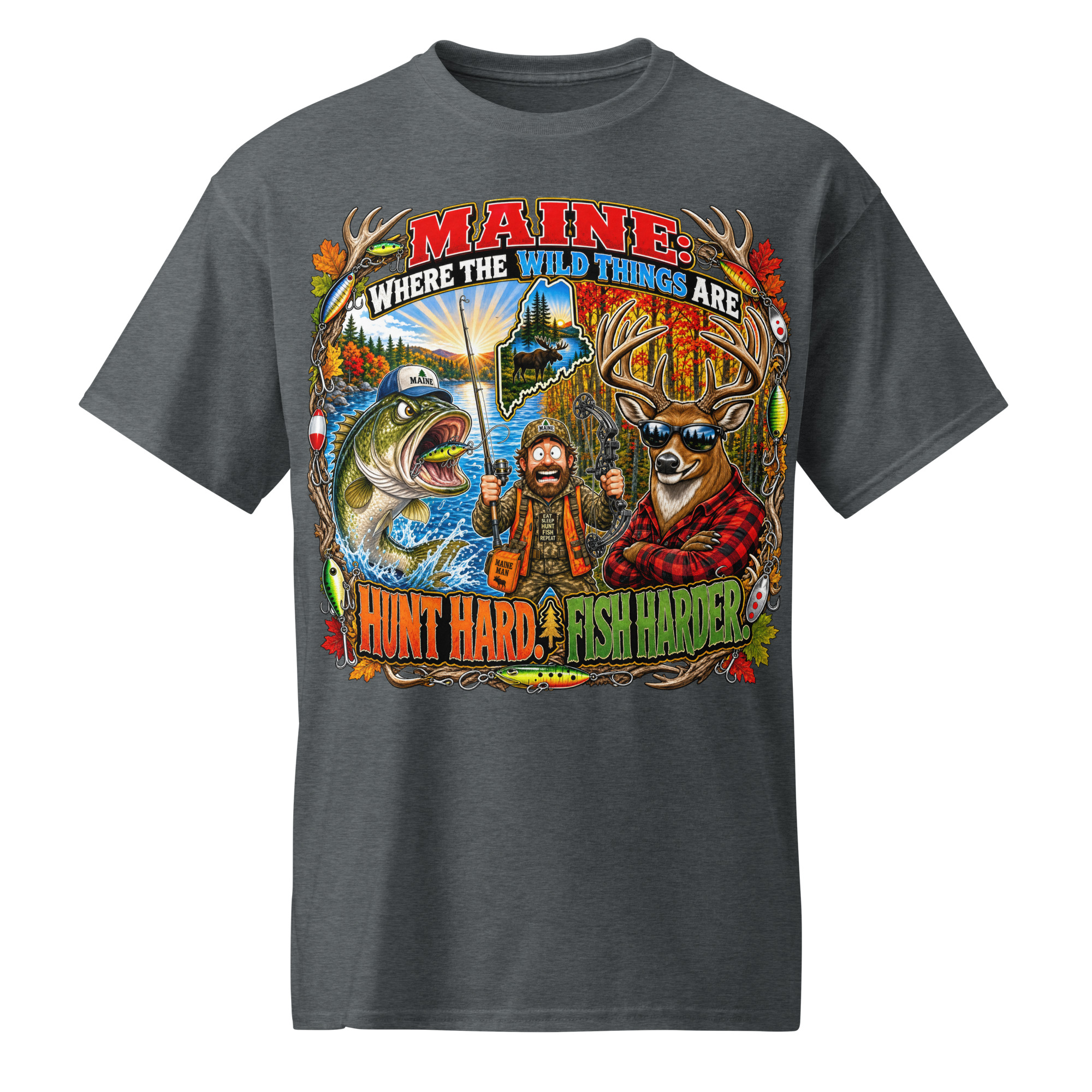 Hunt Hard Fish Harder T-Shirt - Image 4