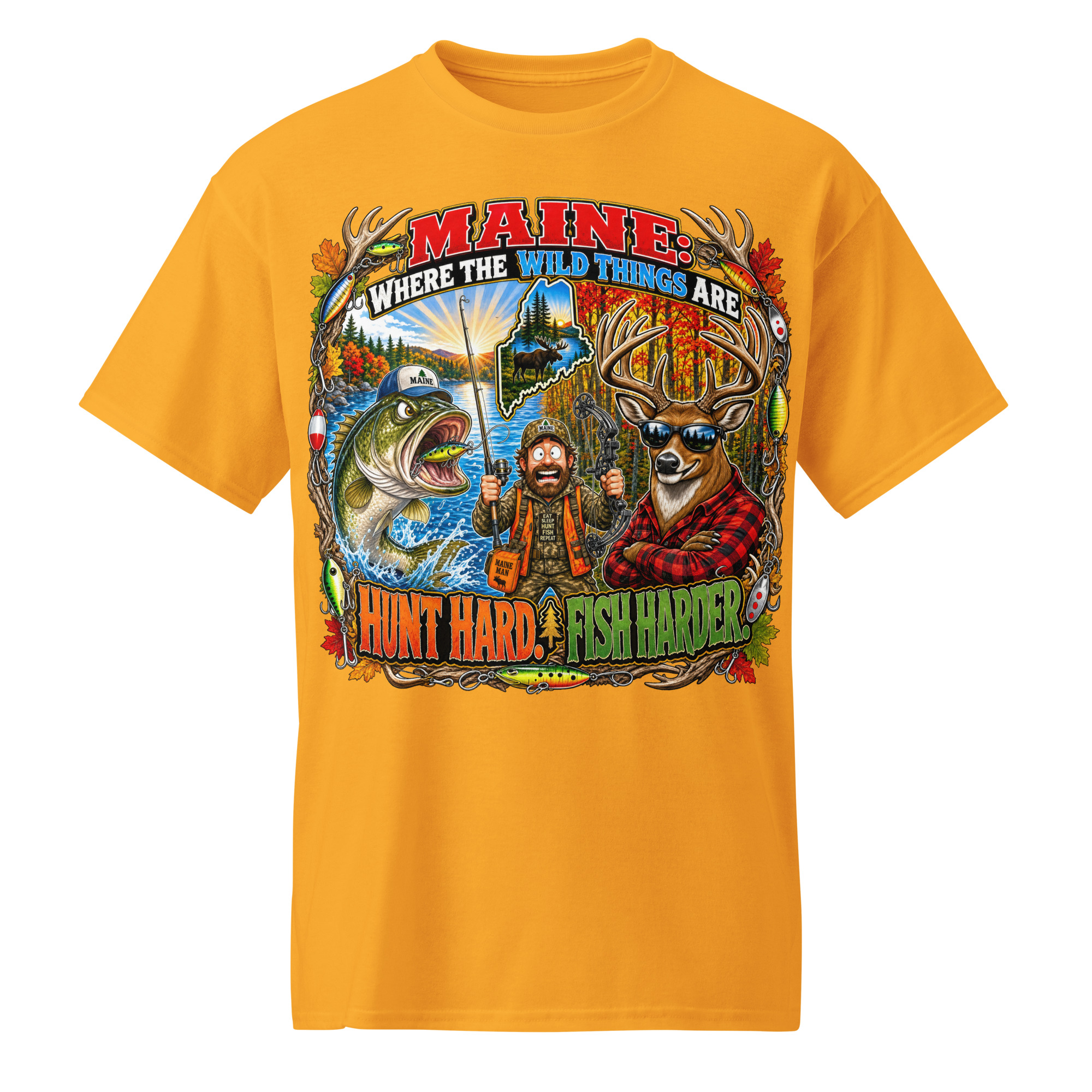 Hunt Hard Fish Harder T-Shirt - Image 9