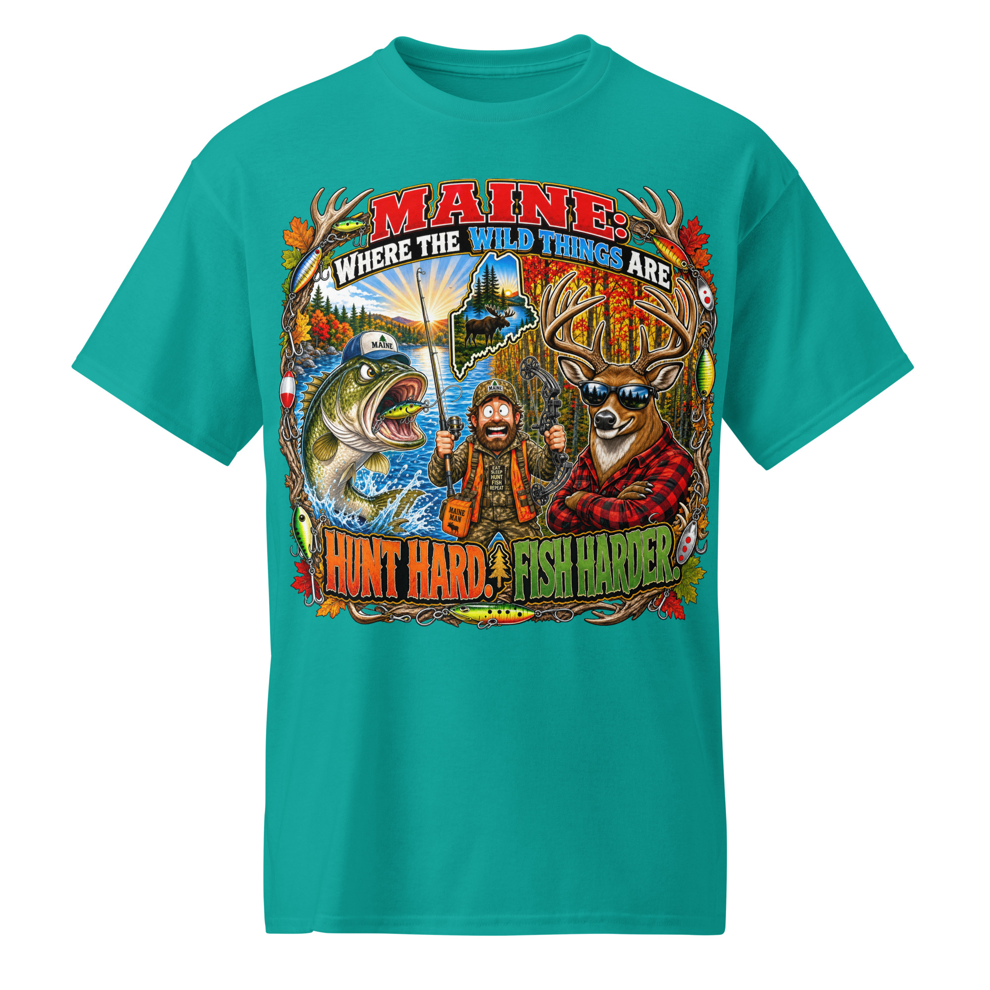 Hunt Hard Fish Harder T-Shirt - Image 8
