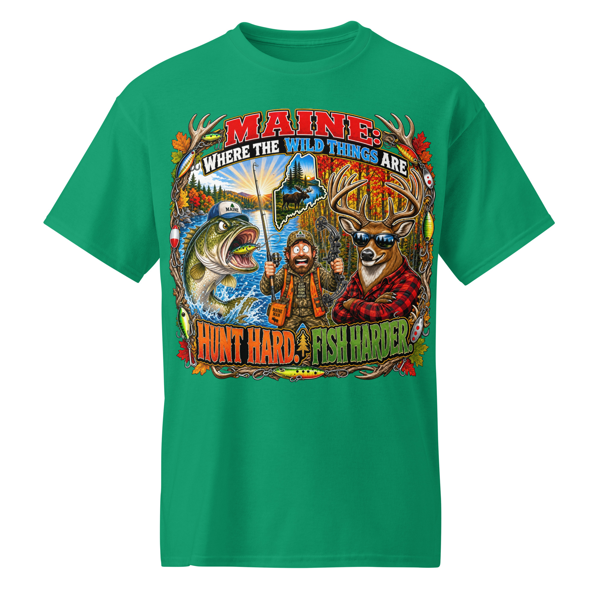 Hunt Hard Fish Harder T-Shirt - Image 6