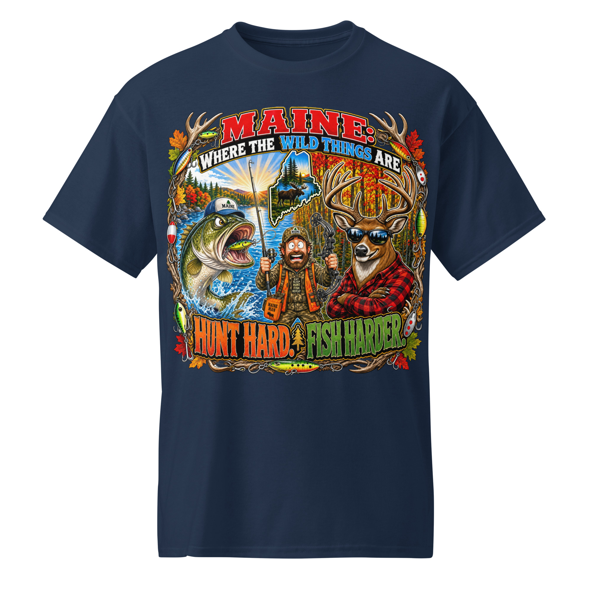 Hunt Hard Fish Harder T-Shirt - Image 3