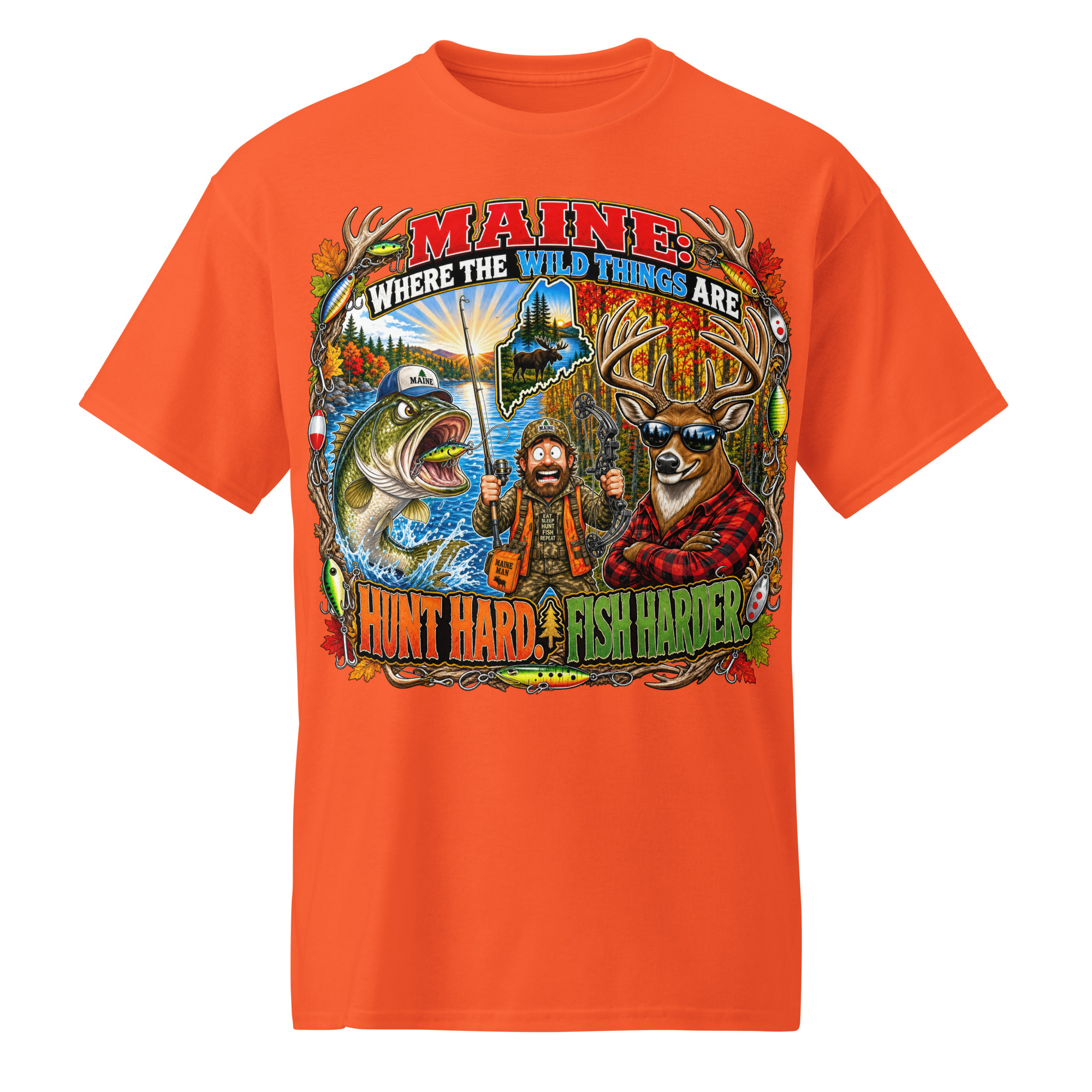 Hunt Hard Fish Harder T-Shirt - Image 7