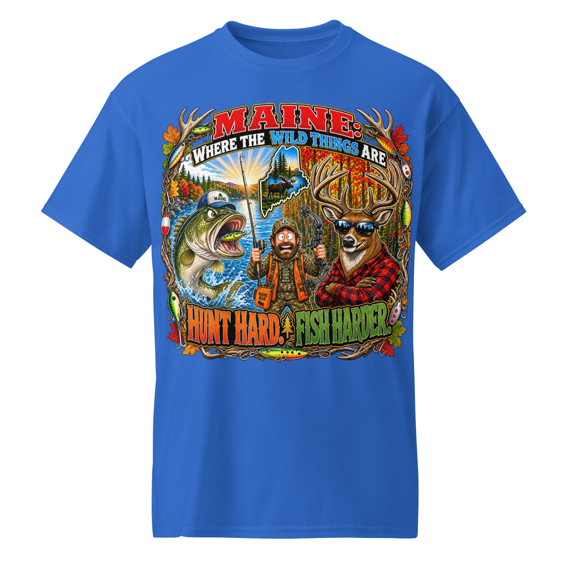 Hunt Hard Fish Harder T-Shirt - Image 5